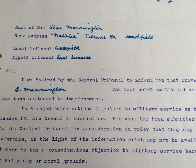 Letter about a Conscientious Objector