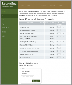 Recording Remembrance website