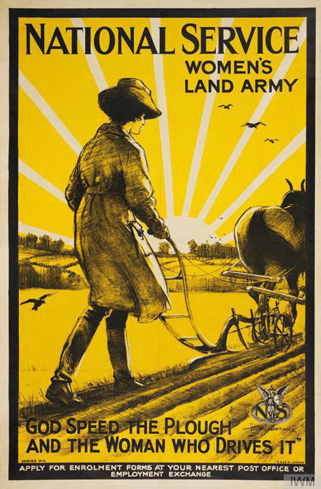 National Service - Women's Land Army - God Speed the Plough and the Woman Who Drives It. © IWM (Art.IWM PST 5996)