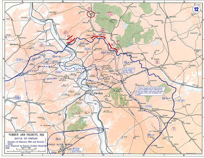Map of the Verdun Battlefield